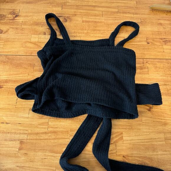 Madewell Texture & Thread Black Stretch Knit Waist Tie Tank Top Size XS - Picture 4 of 6